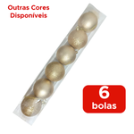 Kit Com 6 Bolas De Árvore De Natal Glitter 7cm Tubo Mista Decoração Natalina