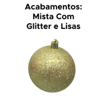 Kit Com 6 Bolas De Árvore De Natal Glitter 7cm Tubo Mista Decoração Natalina