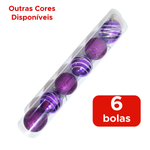 Kit Com 6 Bolas De Natal Enfeite 6cm Fosca Brilhante Glitter