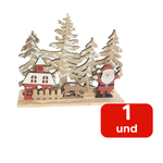 Enfeite De Natal MDF Com Led Papai Noel Decoração De Natal 16cm x 20cm