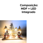 Enfeite De Natal MDF Com Led Papai Noel Decoração De Natal 16cm x 20cm