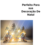Enfeite De Natal MDF Com Led Papai Noel Decoração De Natal 16cm x 20cm