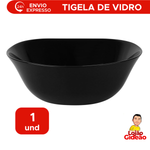Tigela De Vidro Preto Square 16,8cm x 5,5cm
