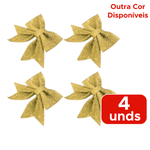 Kit Com 4 Unidades Enfeites Natalido Laços Com Glitter Decorativo Para Árvore Natal