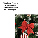 Kit Com 4 Unidades Enfeites Natalido Laços Com Glitter Decorativo Para Árvore Natal