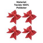 Kit Com 4 Unidades Enfeites Natalido Laços Com Glitter Decorativo Para Árvore Natal