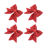 Kit Com 4 Unidades Enfeites Natalido Laços Com Glitter Decorativo Para Árvore Natal
