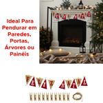 Faixa Feliz Natal Juta Com Pregador Decoração Natalina Para Árvore Parede Decorativo