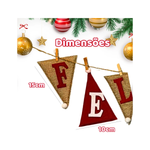 Faixa Feliz Natal Juta Com Pregador Decoração Natalina Para Árvore Parede Decorativo