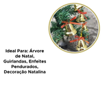 Kit 6 Enfeites Sino Dourado Decoração De Natal Decorativo Para Árvore Natalina