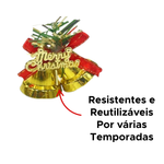 Kit 6 Enfeites Sino Dourado Decoração De Natal Decorativo Para Árvore Natalina