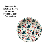 Bandeja Redonda Decorada Joulu Redonda Decoração Natalina 34cm