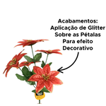 Buque De Rosas Flores Com Glitter Para Decora Artificial