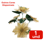 Flores De natal Ramo 29cm 5 Flores Com Glitter Fuit Decoração Grinalda Acessórios