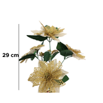 Flores De natal Ramo 29cm 5 Flores Com Glitter Fuit Decoração Grinalda Acessórios