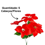 Buquê Flores Natal 5 Cabeças Artificial Grinalda acessórios decoração