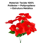 Buquê Flores Natal 5 Cabeças Artificial Grinalda acessórios decoração