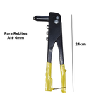 Rebitadeira Manual Profissional Alicate Rebitado 4 Bicos Para Rebite 1Chave Troca Dos Bicos Aço 24cm