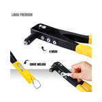 Rebitadeira Manual Profissional Alicate Rebitado 4 Bicos Para Rebite 1Chave Troca Dos Bicos Aço 24cm