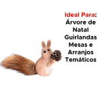 Enfeite Esquilo Com Pinha Decoração Natalina Pendente 16cm