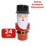 Pote Metal De Natal Organizador Decorativo Papai Noel Boneco De Lata Enfeite Natalino Lembrancinha 24cm