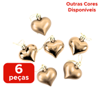 Kit Enfeite Natal Coração 4cm Com 6 Unidades Para Árvore De Natal Festa Decoração