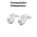Kit Com 2 Pombo Enfeite De Natal Glitter Passaro Branco Decorativo Natalino Decoração De Natal