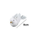 Kit Com 2 Pombo Enfeite De Natal Glitter Passaro Branco Decorativo Natalino Decoração De Natal