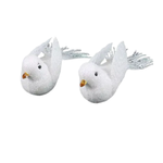 Kit Com 2 Pombo Enfeite De Natal Glitter Passaro Branco Decorativo Natalino Decoração De Natal