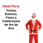 Fantasia Papai Noel Adulto Roupa Feltro Luxo 5 Peças Natal