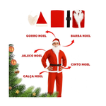 Fantasia Papai Noel Adulto Roupa Feltro Luxo 5 Peças Natal