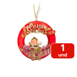 Enfeite De Natal Guirlanda Decoração Pendurar Porta Natalina Papai Noel 16cm