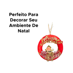 Enfeite De Natal Guirlanda Decoração Pendurar Porta Natalina Papai Noel 16cm