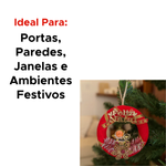 Enfeite De Natal Guirlanda Decoração Pendurar Porta Natalina Papai Noel 16cm