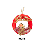 Enfeite De Natal Guirlanda Decoração Pendurar Porta Natalina Papai Noel 16cm