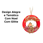 Enfeite De Natal Guirlanda Decoração Pendurar Porta Natalina Papai Noel 16cm