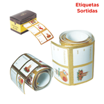 Rolo Com 60 Etiquetas Gift Adesivas Meio Etiqueta Presente Natal Festas Aniversarios