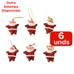 Kit Com 6 Enfeites De Árvore De Natal Papai Noel C/ Glitter Ou Veludo Brilhante Decoração