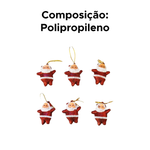Kit Com 6 Enfeites De Árvore De Natal Papai Noel C/ Glitter Ou Veludo Brilhante Decoração