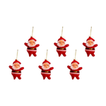 Kit Com 6 Enfeites De Árvore De Natal Papai Noel C/ Glitter Ou Veludo Brilhante Decoração