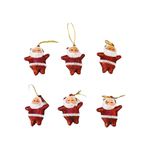 Kit Com 6 Enfeites De Árvore De Natal Papai Noel C/ Glitter Ou Veludo Brilhante Decoração