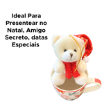 Kit Caneca Ceramica 300 ml Com Ursinho De Pelúcia Para Presente Fofo Natal