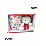 Kit Caneca Ceramica 300 ml Com Ursinho De Pelúcia Para Presente Fofo Natal