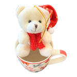 Kit Caneca Ceramica 300 ml Com Ursinho De Pelúcia Para Presente Fofo Natal