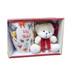 Kit Caneca Ceramica 300 ml Com Ursinho De Pelúcia Para Presente Fofo Natal