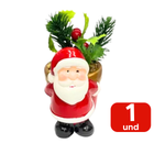 Vaso De Natal Papai Noel Flores Enfeite Natalino Decoração
