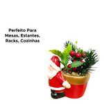 Vaso De Natal Papai Noel Flores Enfeite Natalino Decoração