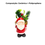 Vaso De Natal Papai Noel Flores Enfeite Natalino Decoração