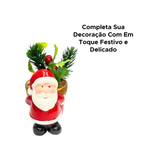 Vaso De Natal Papai Noel Flores Enfeite Natalino Decoração