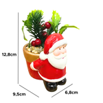 Vaso De Natal Papai Noel Flores Enfeite Natalino Decoração